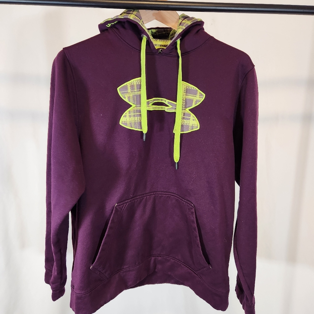 Under Armour UA Storm Semi Fitted Hoodie, Purple Magenta Yellow, Women's Large